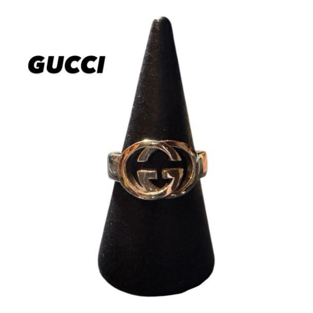 美品 GUCCI グッチ インターロッキング シルバーリング 925 13号