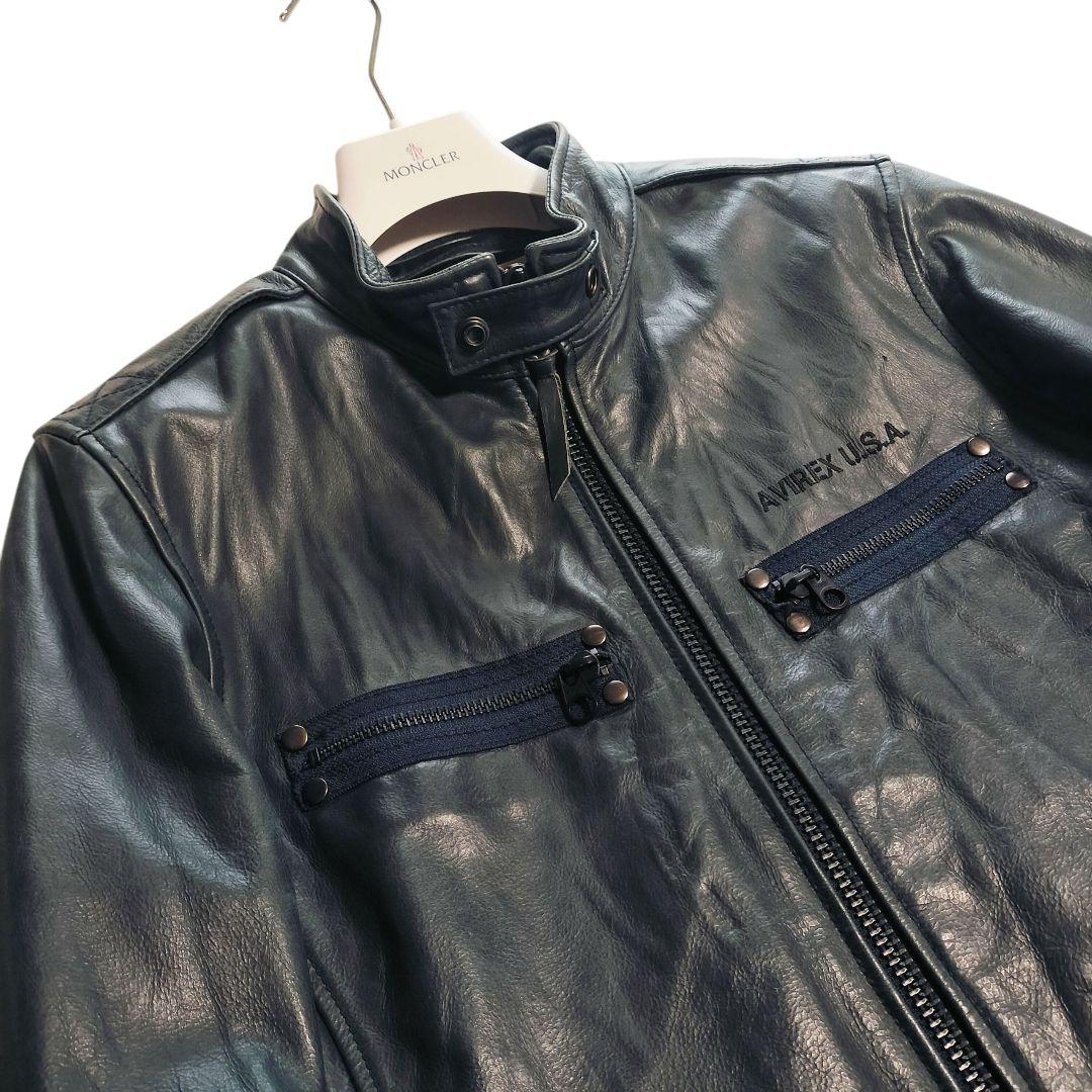 【希少カラー✨】AVIREX アヴィレックス レザージャケット グリーン牛革