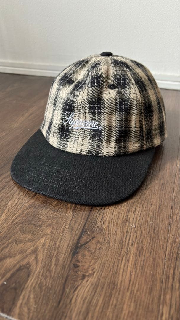 帽子 Supreme Script Logo 6-Panel Black Plaid