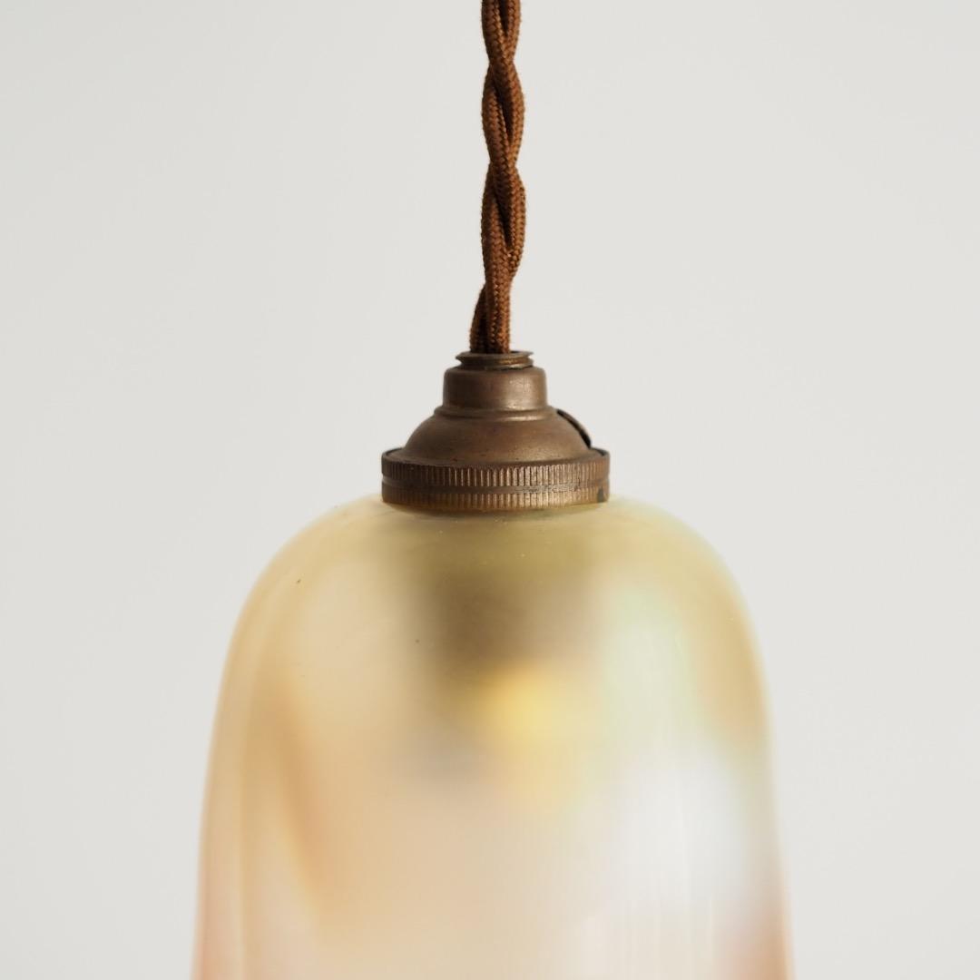 シェードランプ ヴァセリンガラス 天吊りランプ / アンティーク 英国製