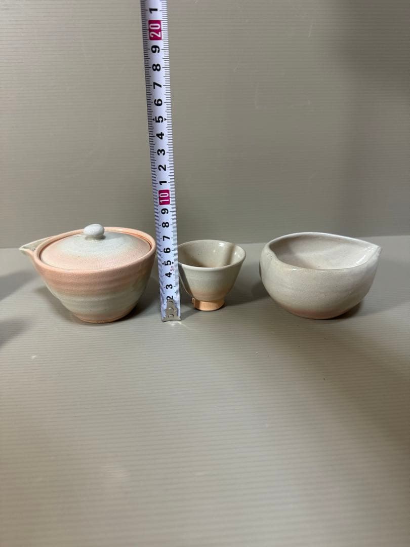 2239 萩焼　茶器セット　宝瓶1客　湯冷し1客　湯呑6客　未使用
