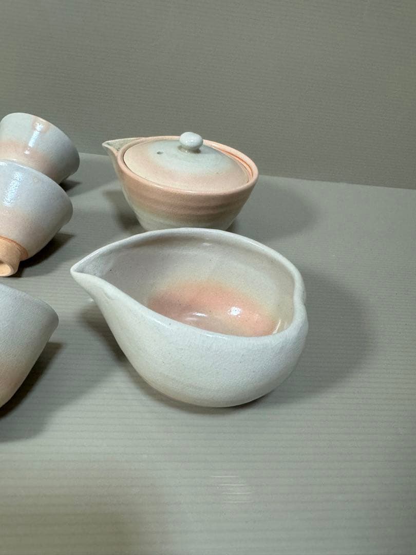 2239 萩焼　茶器セット　宝瓶1客　湯冷し1客　湯呑6客　未使用