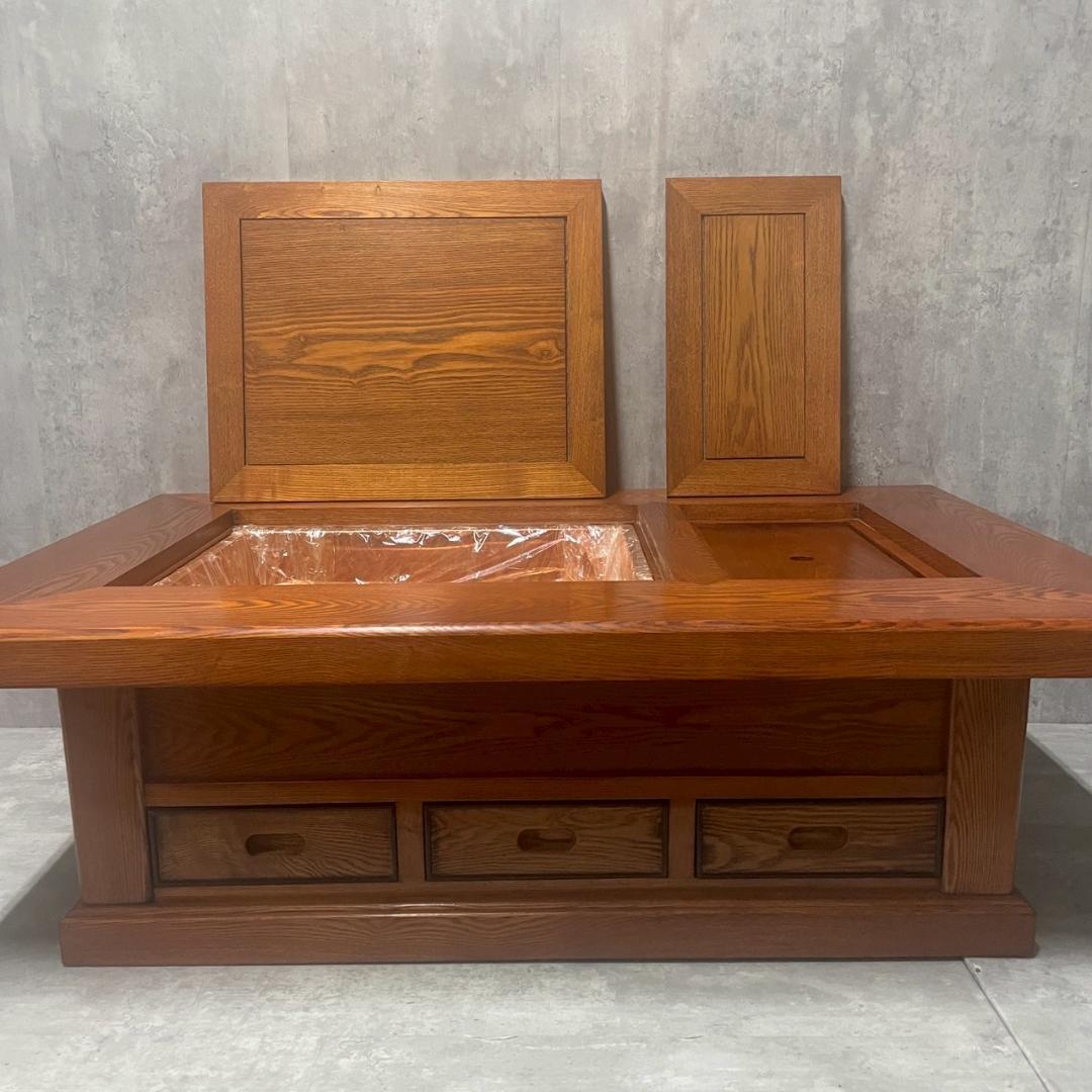 昭和レトロ アンティーク関西長火鉢 古民家家具 総欅無垢材 テーブル