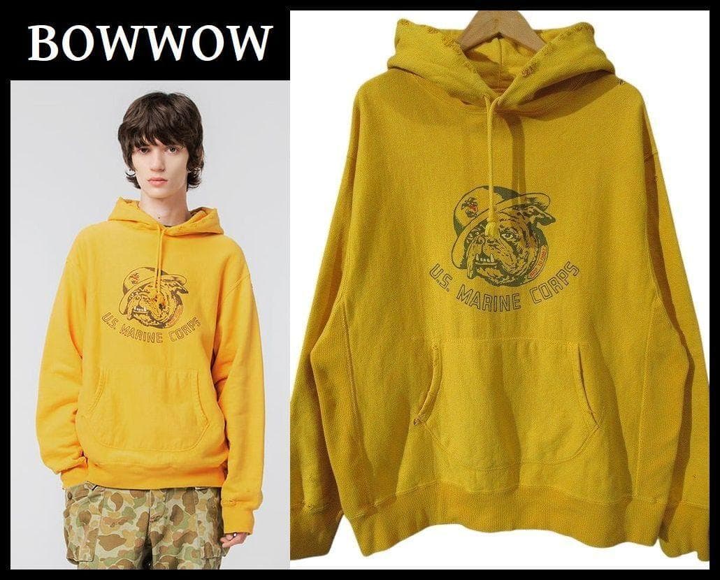 XL 25SS バウワウ USMC ブルドッグ ビンテージ 加工 パーカー 黄