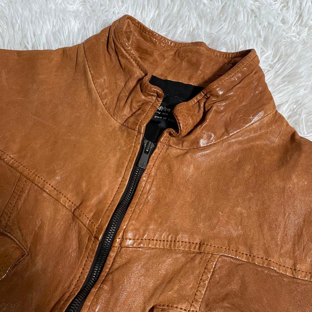 キャシージェーン ラムレザージャケット ウォッシュド加工