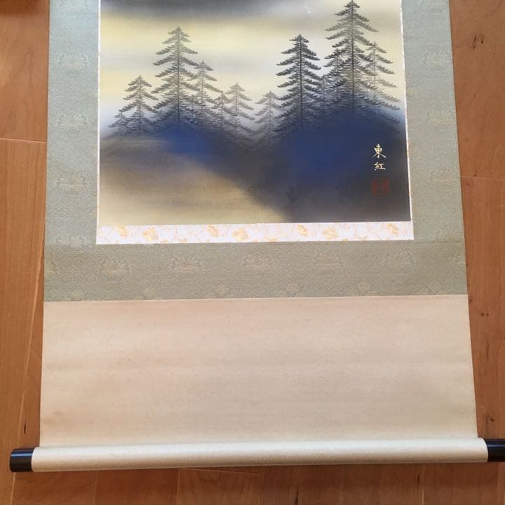 掛け軸　紅富士　真島東紅作   中古