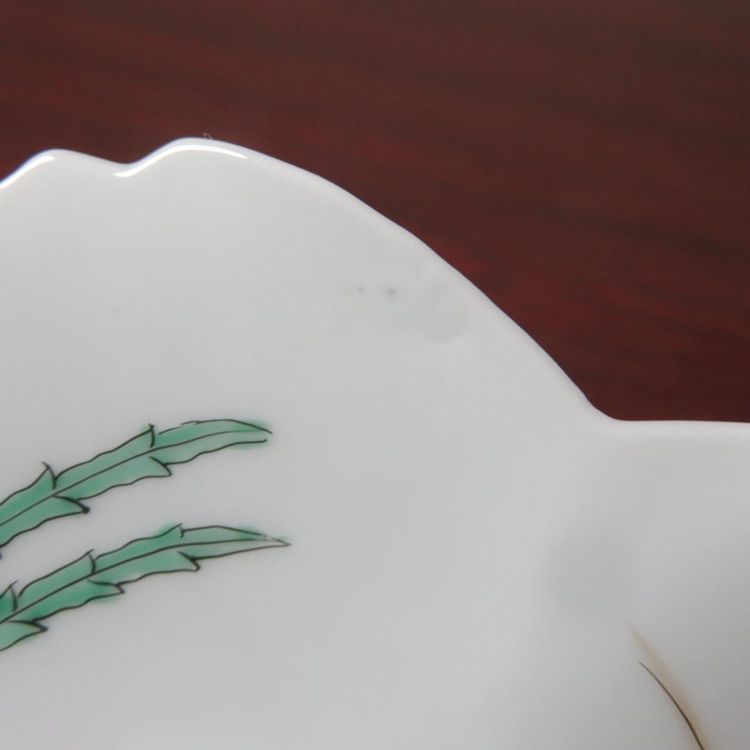 花型 中皿 白磁 色絵付 明治前後 鳳凰 希少品 4枚 古伊万里