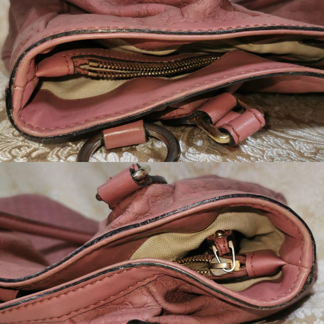 GUCCI ピンクレザーショルダーバッグ