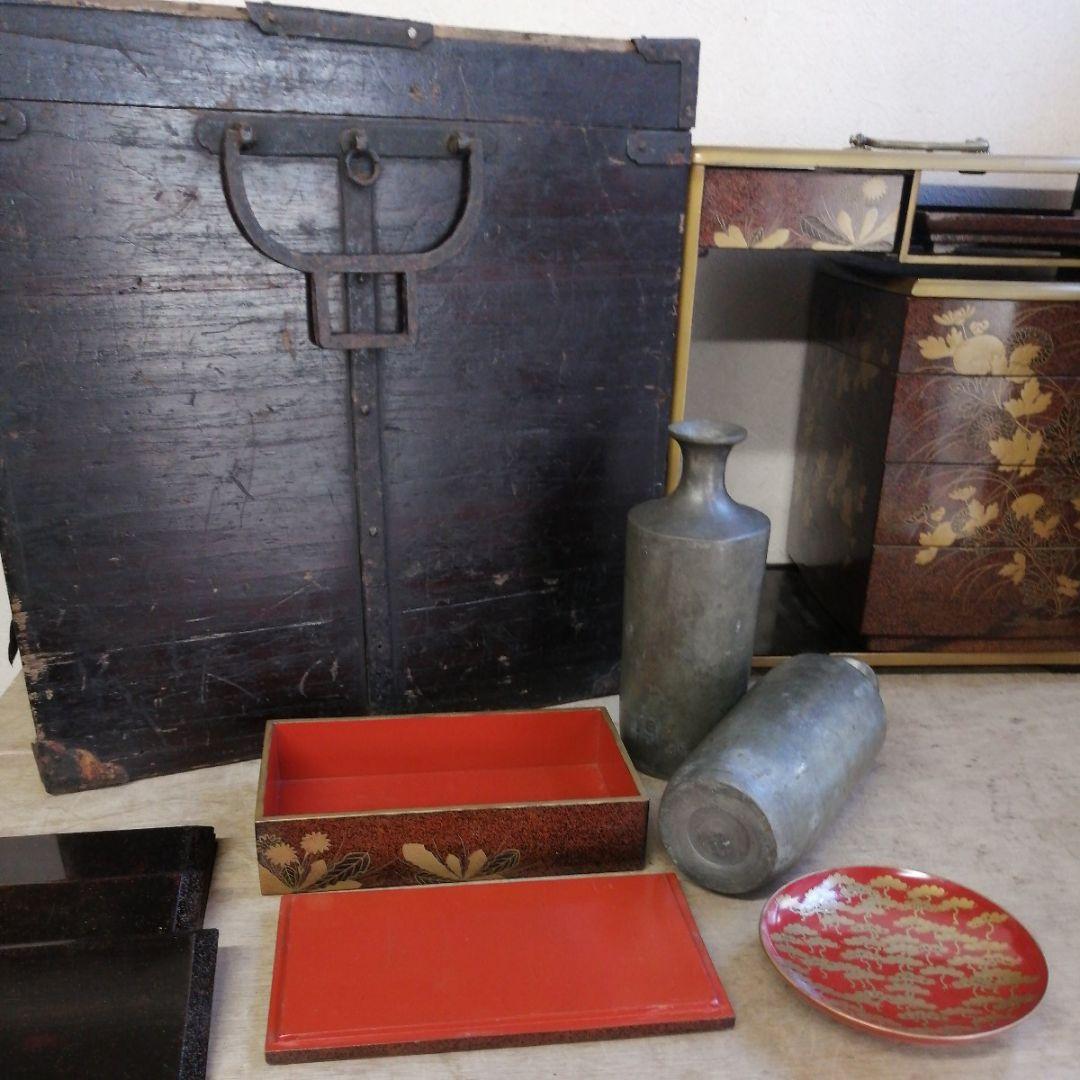 骨董　弁当箱　野点　茶道具　蒔絵　木製　木箱　正月飾り　大名　重箱