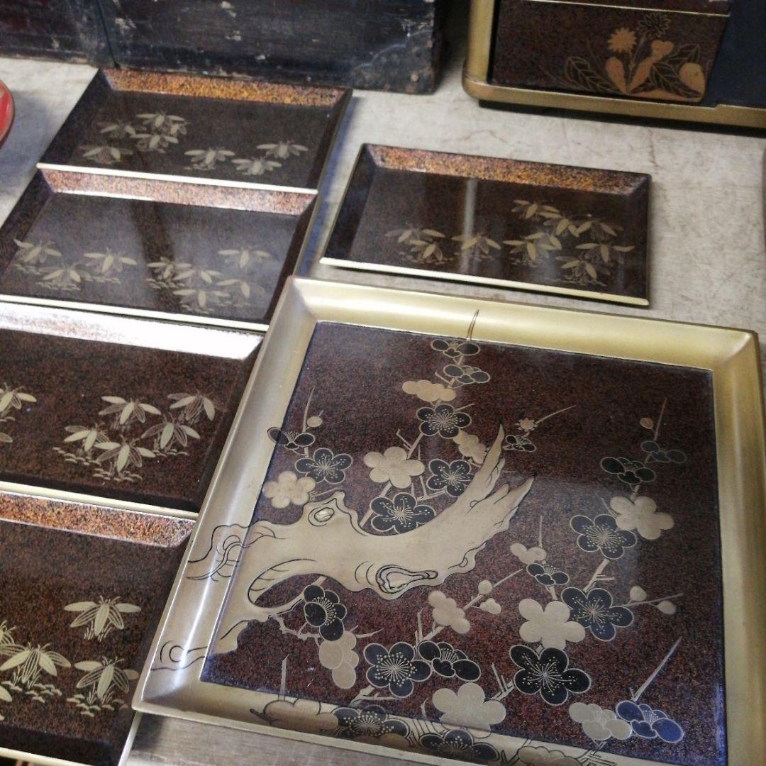 骨董　弁当箱　野点　茶道具　蒔絵　木製　木箱　正月飾り　大名　重箱