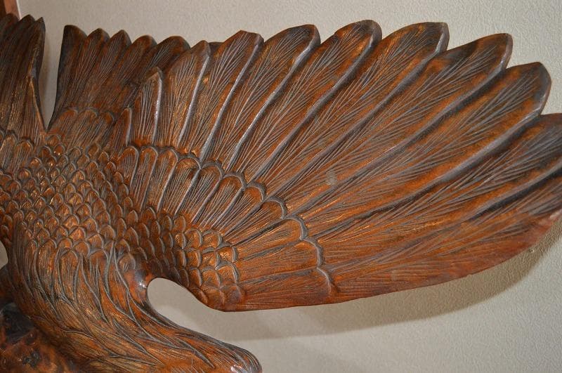 大型木彫り　大きな鷲　木調　彫刻　骨董　古民具