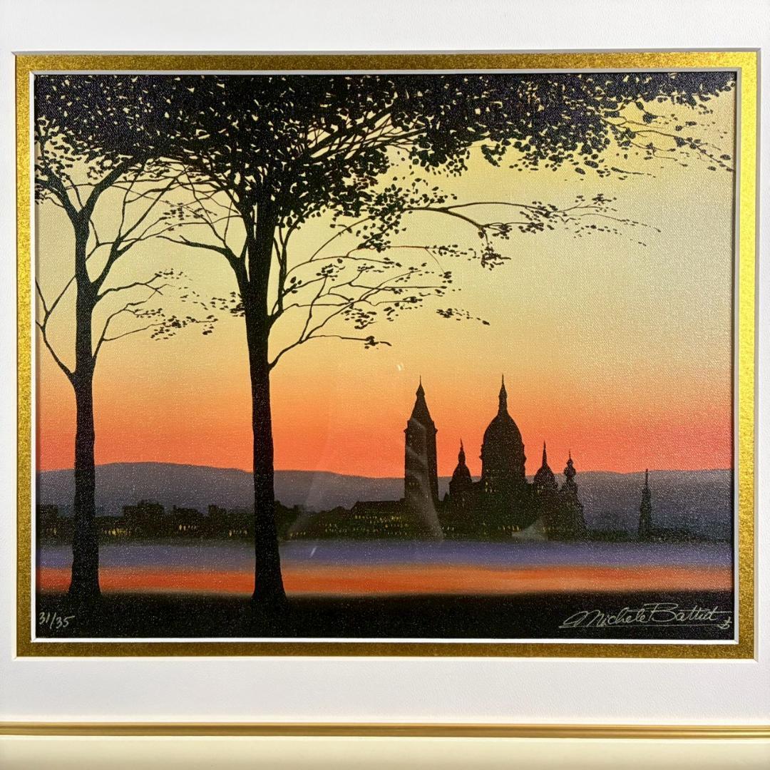 美品 ミッシェル・バテュ「聖なる街・パリ」キャンバスジクレ 保証書・サイン有