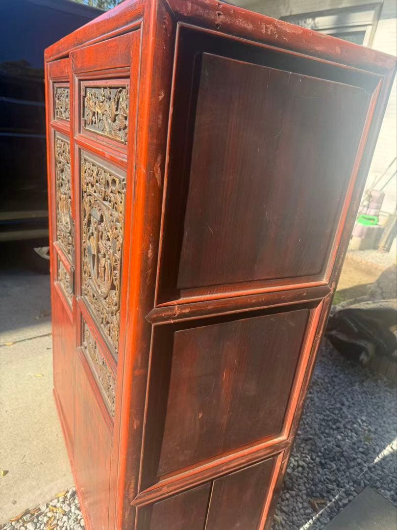 中国　清時代末期〜民国期　箪笥　漆金彫　福建省　アンティーク家具251215