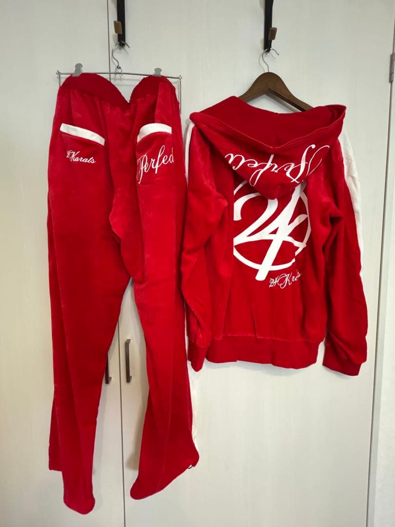 EXILE 24karats ジャージ 赤 セットアップ ベロア Lサイズ