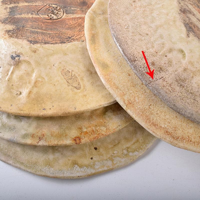 瀬戸焼　古瀬戸　銘々皿　五客　在銘　時代箱付　D　R8256