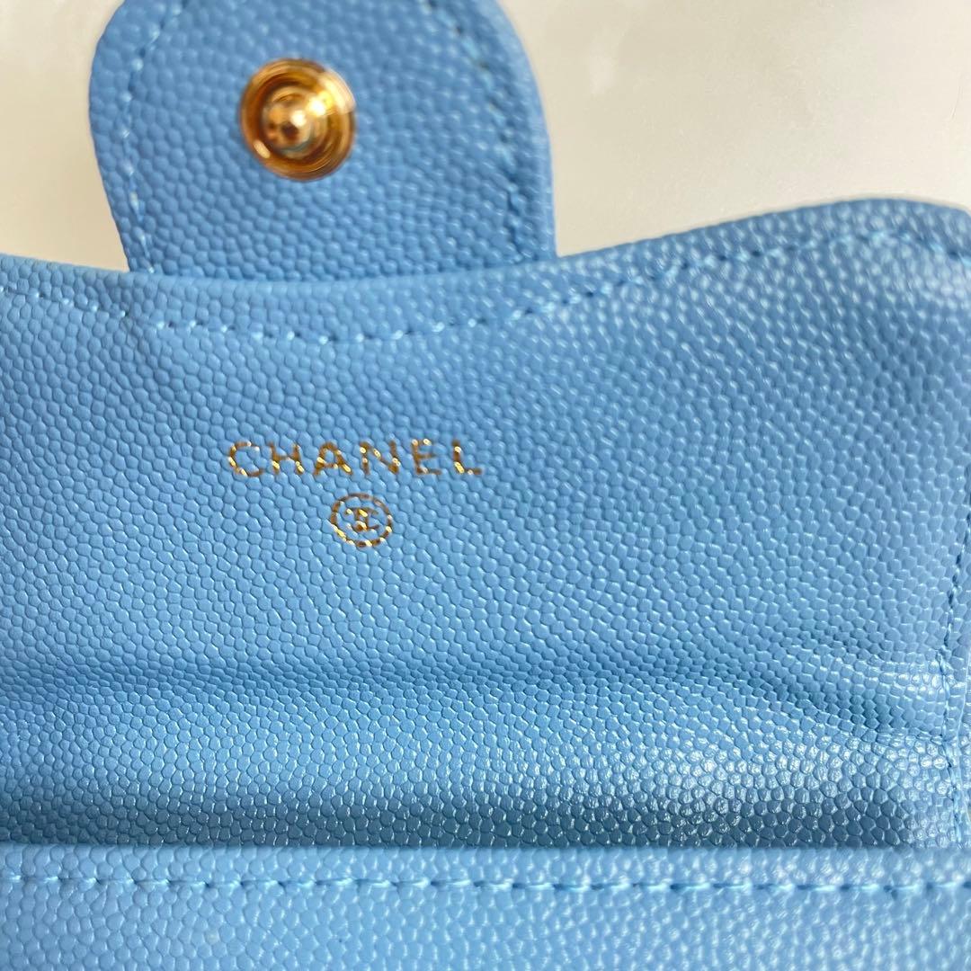 財布　ミニ　キャビアスキン　ブルー