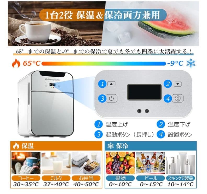 ミニ冷蔵庫　冷温庫　20L収納