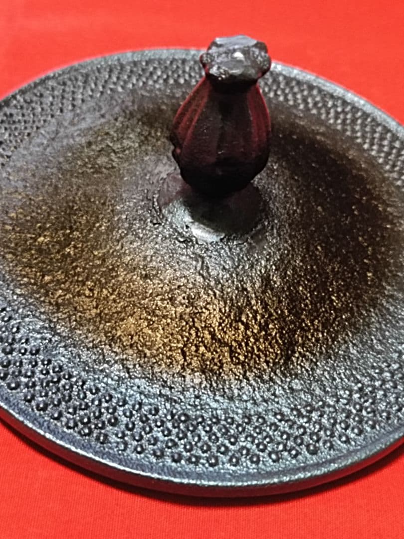 新品未使用【南部鉄器】鉄瓶／及富 南部鉄器 鉄瓶 平丸アラレ◆瑠璃色◆