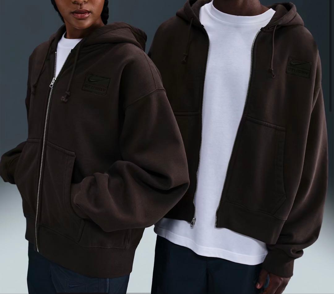 STÜSSY x ナイキ フルジップウォッシュ加工フリースパーカーLサイズ新品
