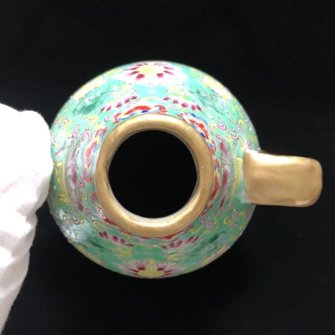 大清 乾隆 風水 ひょうたん瓶 高さ29CM 粉彩 骨董品 擺件 古賞物 陶磁器