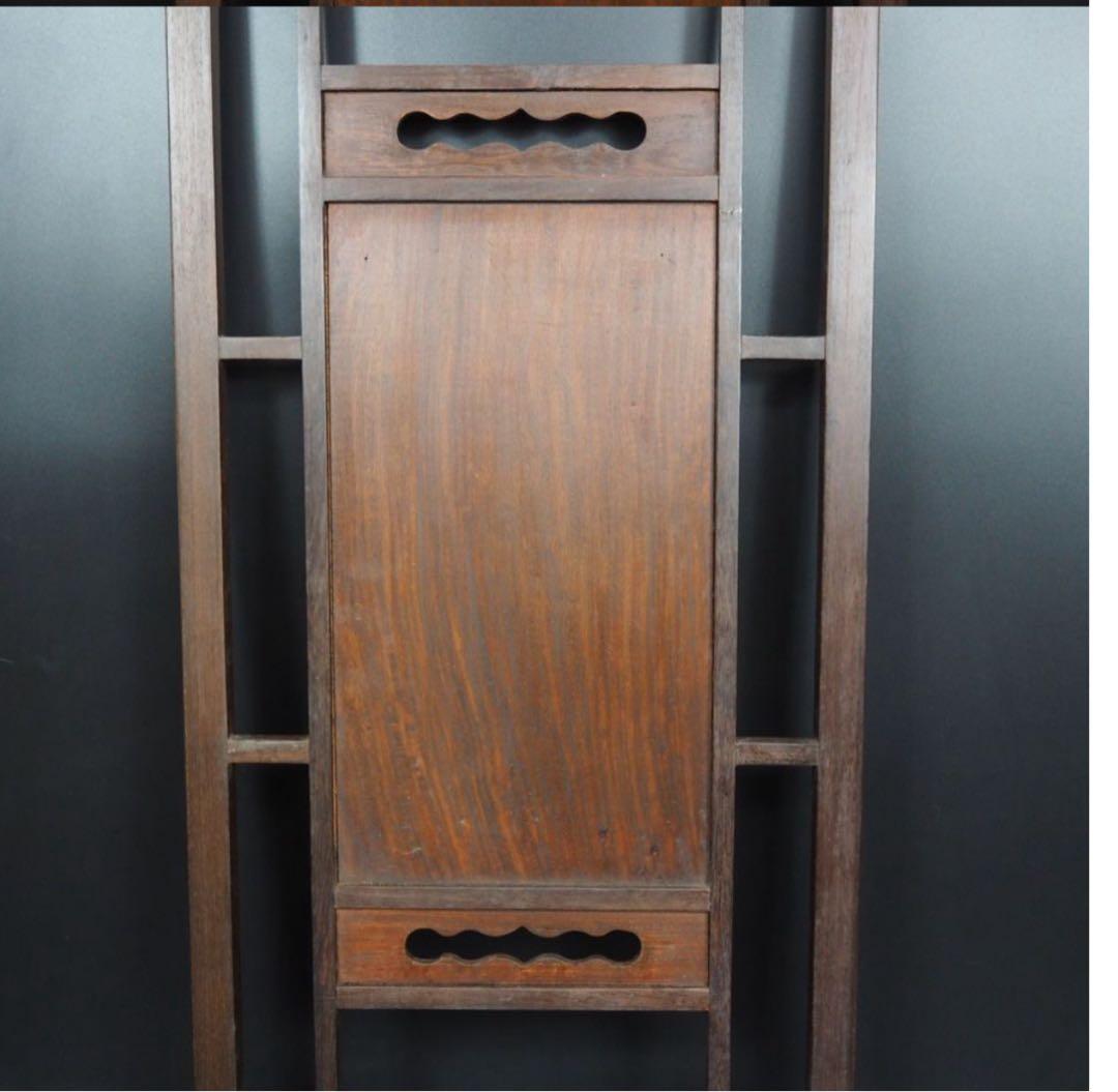 送料無料　清末～民国　唐木紅木鉄刀木　梅蘭竹菊四君子紋彫刻額　94×38ｃｍ