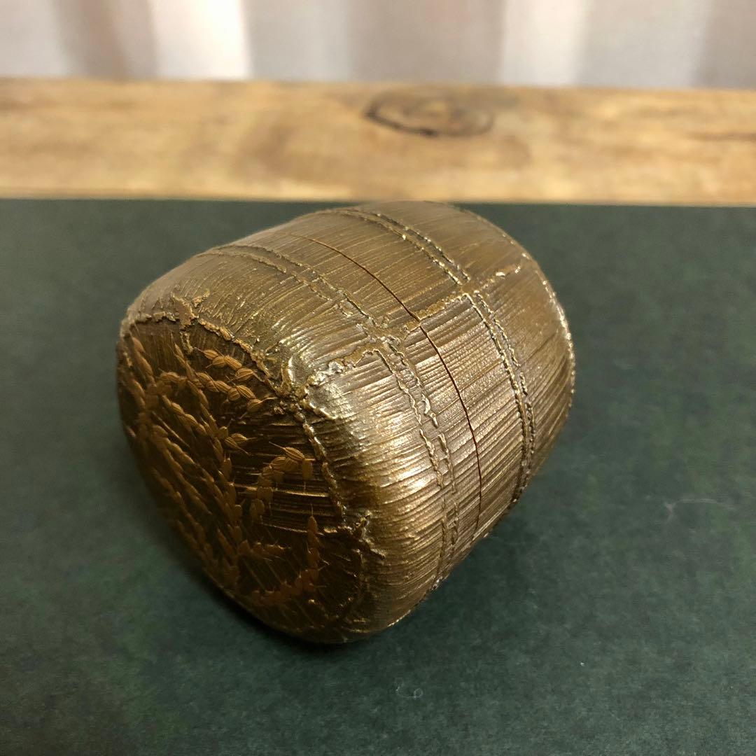 大岡緑作 鵬雲斎好 稲穂絵俵棗 共箱 茶道具 銀地