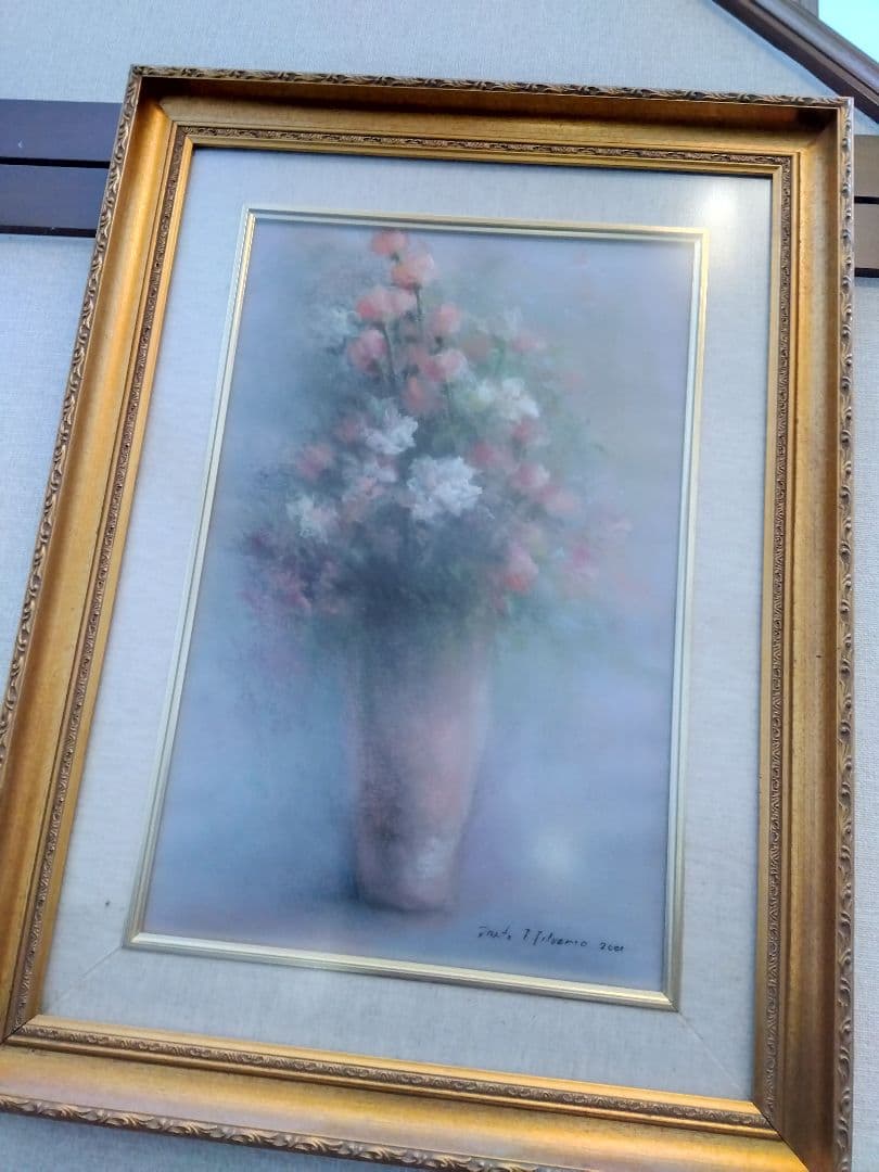 花瓶のパステル画