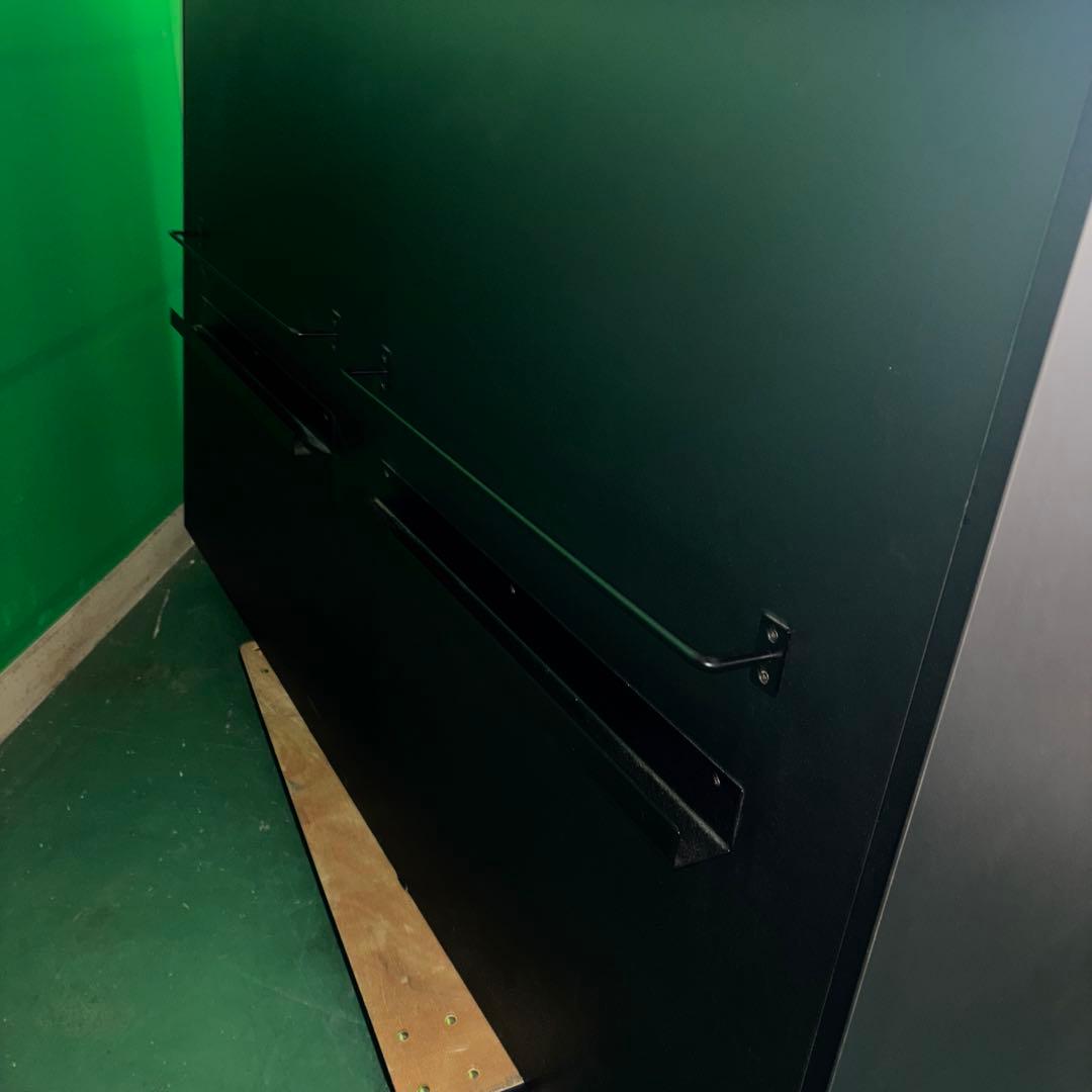 大型オープンラック 黒と木目調