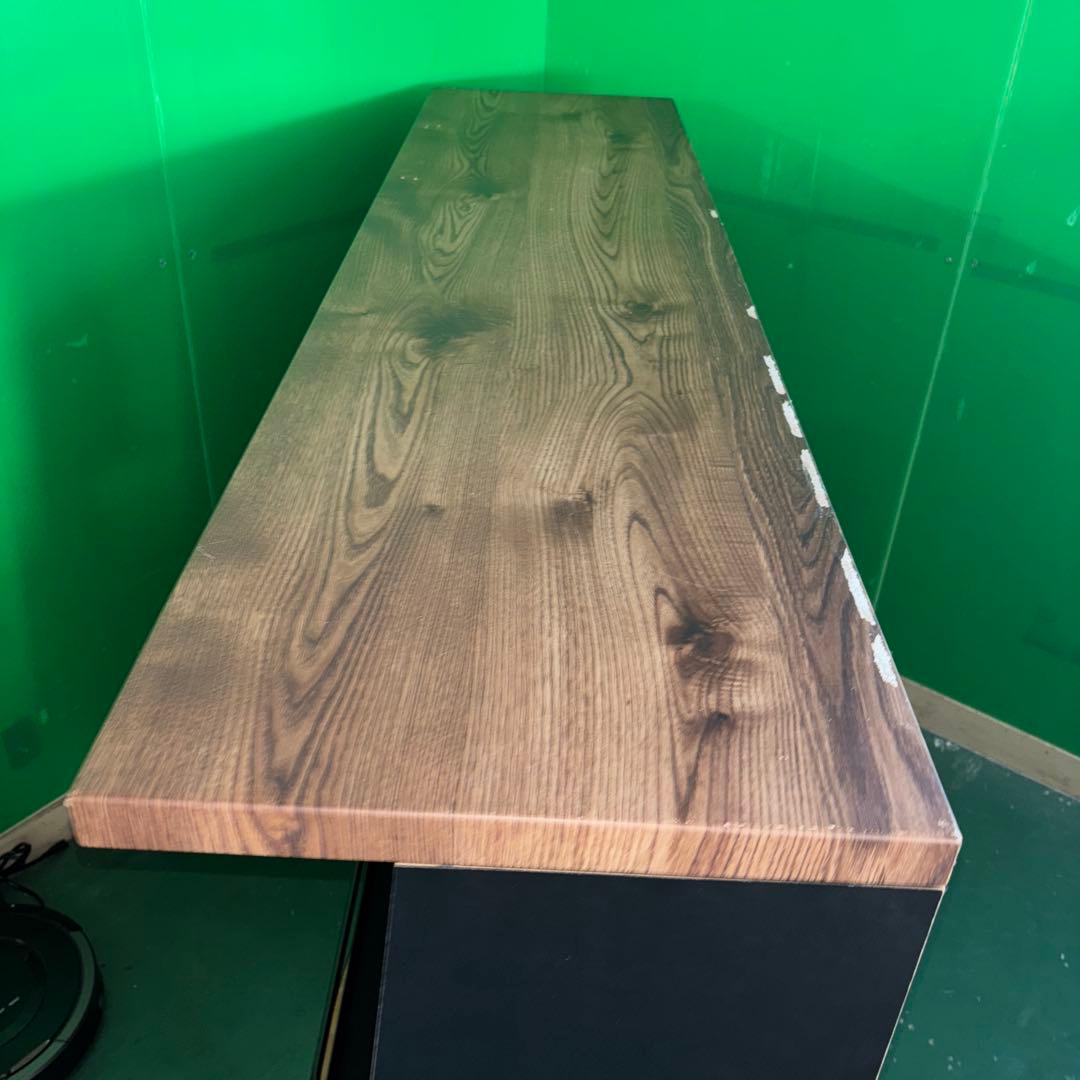 大型オープンラック 黒と木目調