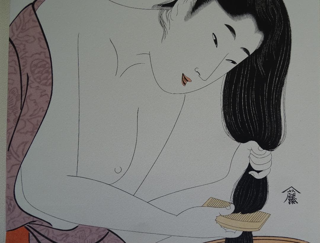 ・作者名：　歌麿　・画題：　浮世絵版画　・技法：　版画