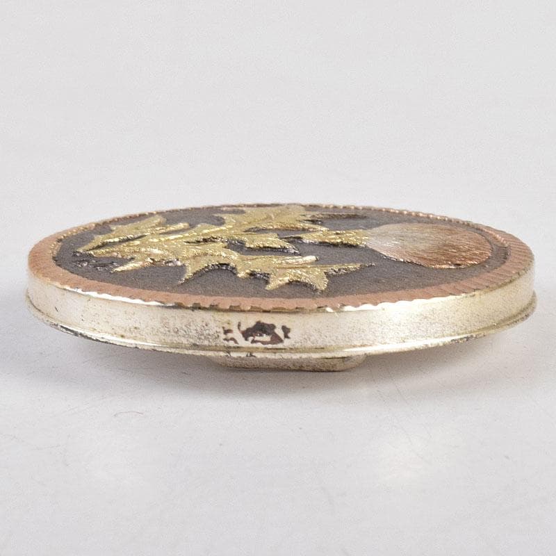 和装小物　彫金　大津陽信作　蒲公英文　帯留　共箱　C　R9042