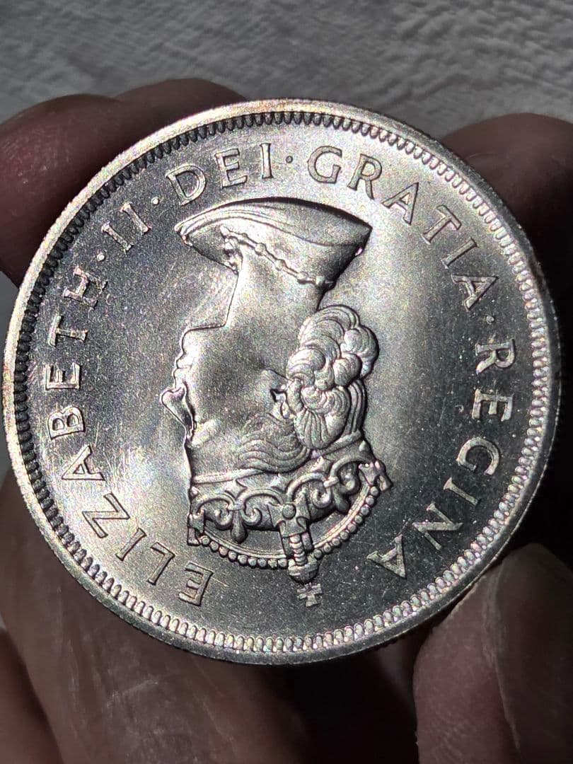 英領バーミューダ　エリザベス2世　発見350周年記念　1 クラウン銀貨　1959