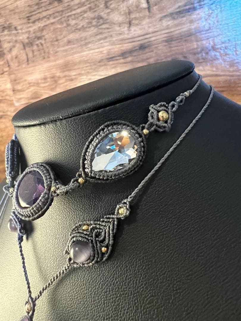 【handmade_Luna】マクラメ× アメシスト ネックレス【2点セット】