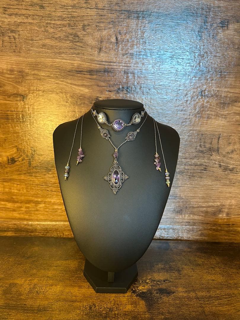 【handmade_Luna】マクラメ× アメシスト ネックレス【2点セット】