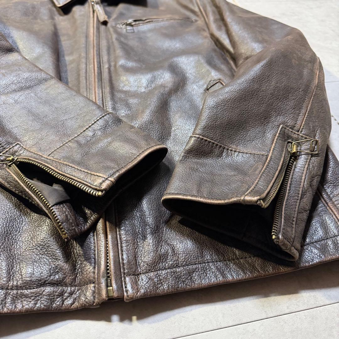 00s Eddie Bauer シングルレザージャケット TALONジップ 本革