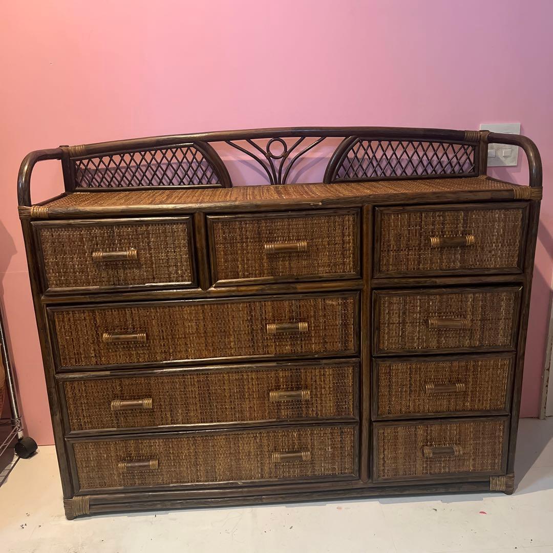 ヴィンテージ　ラタンチェスト　アジアン家具
