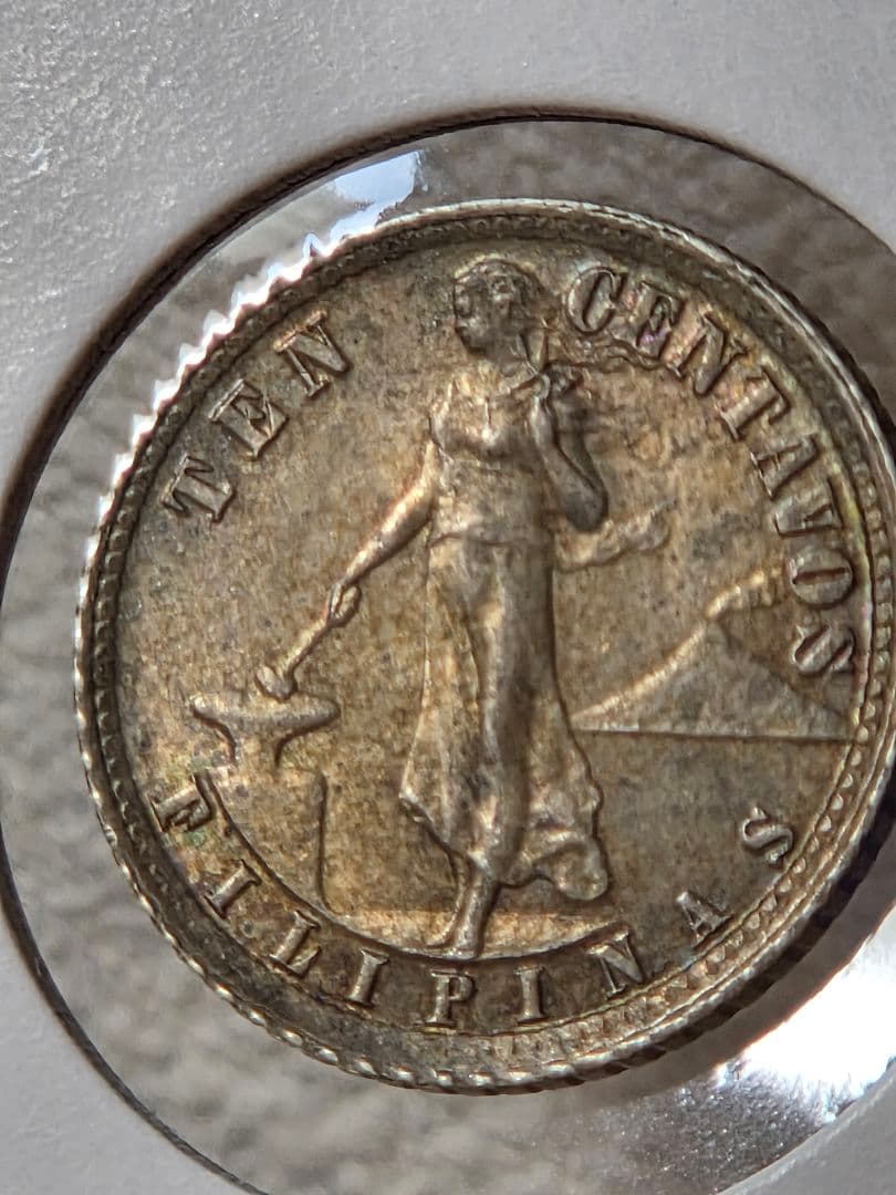 (稀少な状態)アメリカ合衆国統治下　フィリピン　10センタボ銀貨　1935 M