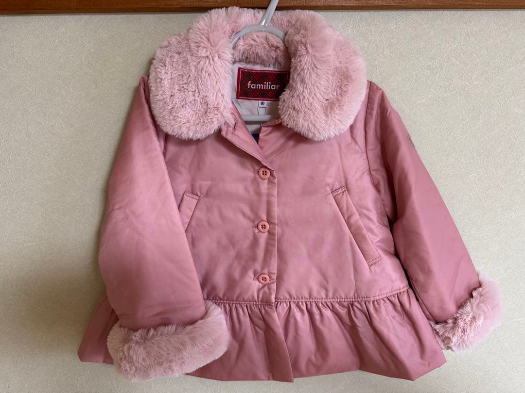 familiar ファミリア ショート中綿コート ピンク 週末限定セール・:*