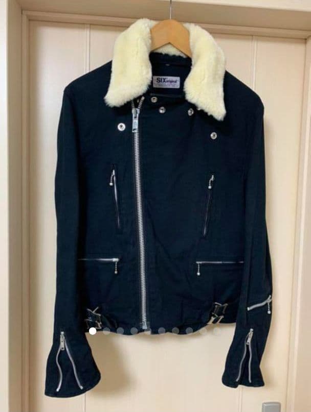 【希少】初期 666 コットンデニムダブルライダースジャケット 希少ムートン