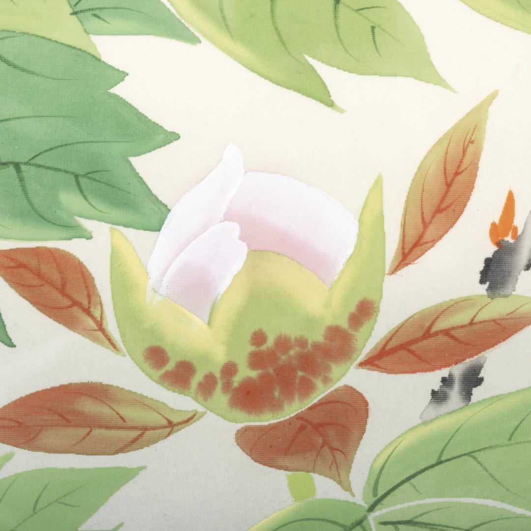 しっかりとした木製額付 手書き 日本画作品 牡丹 外寸約735×665mm