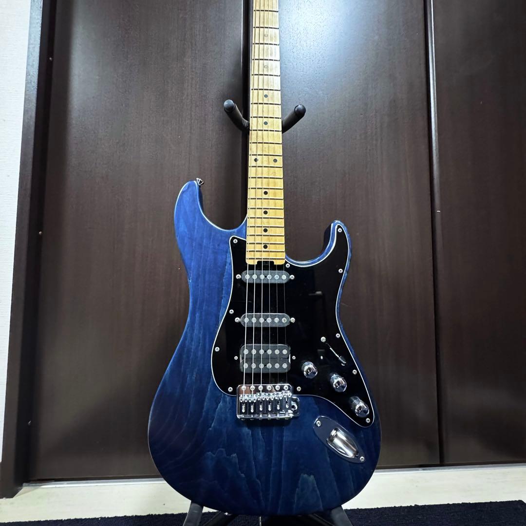 Schecter ギター　青　ストラトタイプ　ロックペグ