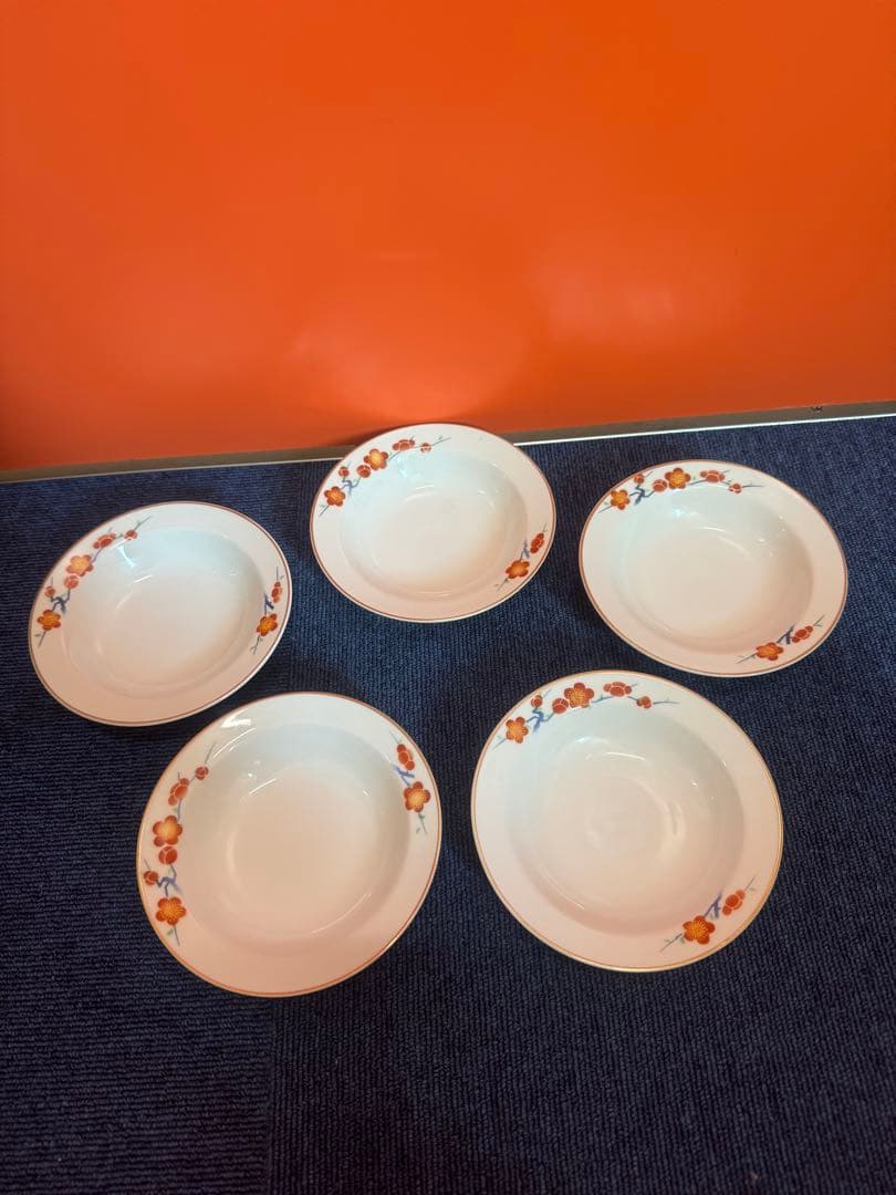 2033 深川製磁　梅文　深皿　5客　未使用