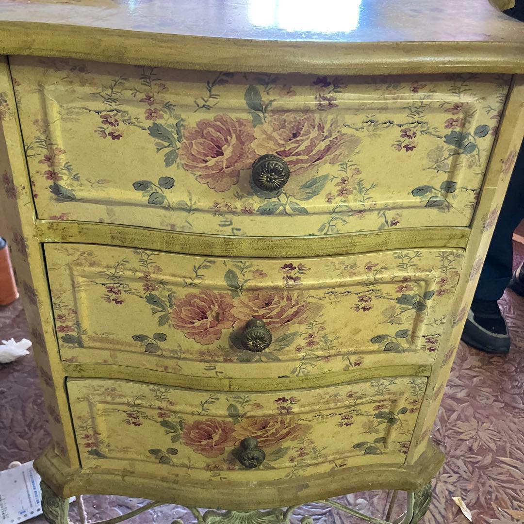 花柄木製タンス 3引き出し