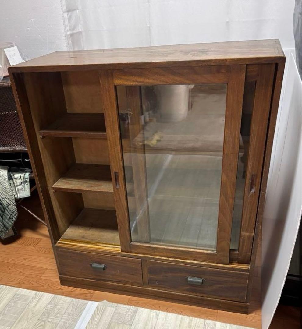 レトロ　アンティーク　飾り棚　キャビネット　古民家　食器棚　ガラス棚　カフェ