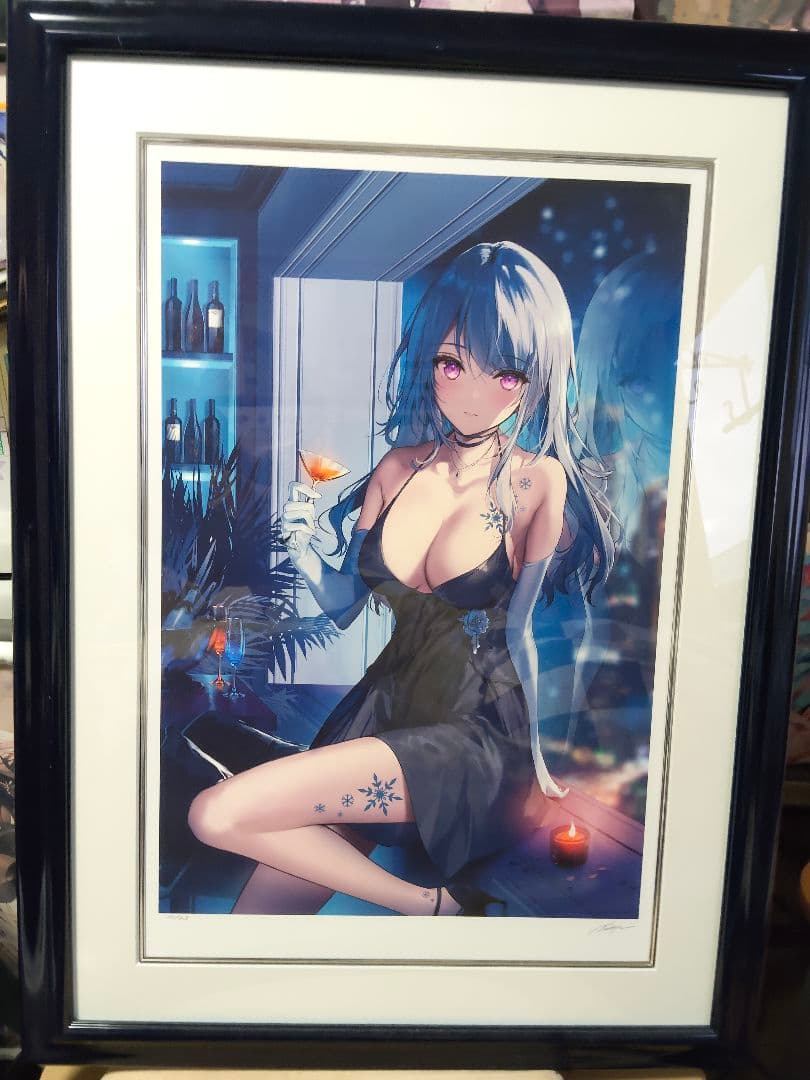 軸中心派　necomi　真冬の駆け引き　版画