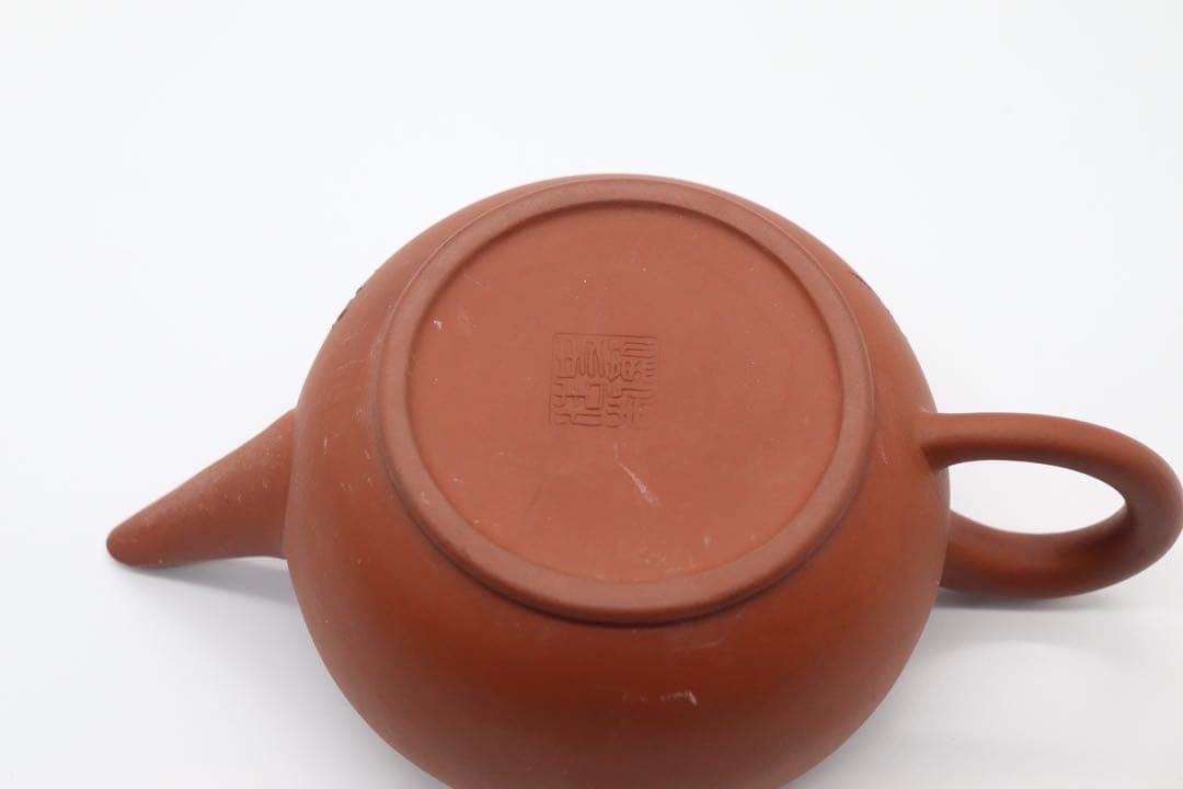 中国　紅泥急須　詩文彫 在銘　茶器　送料込み1225