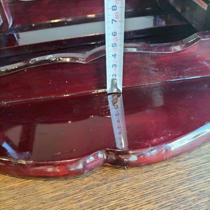 貝細工装飾の木製テーブル　御膳　螺鈿　使用感有