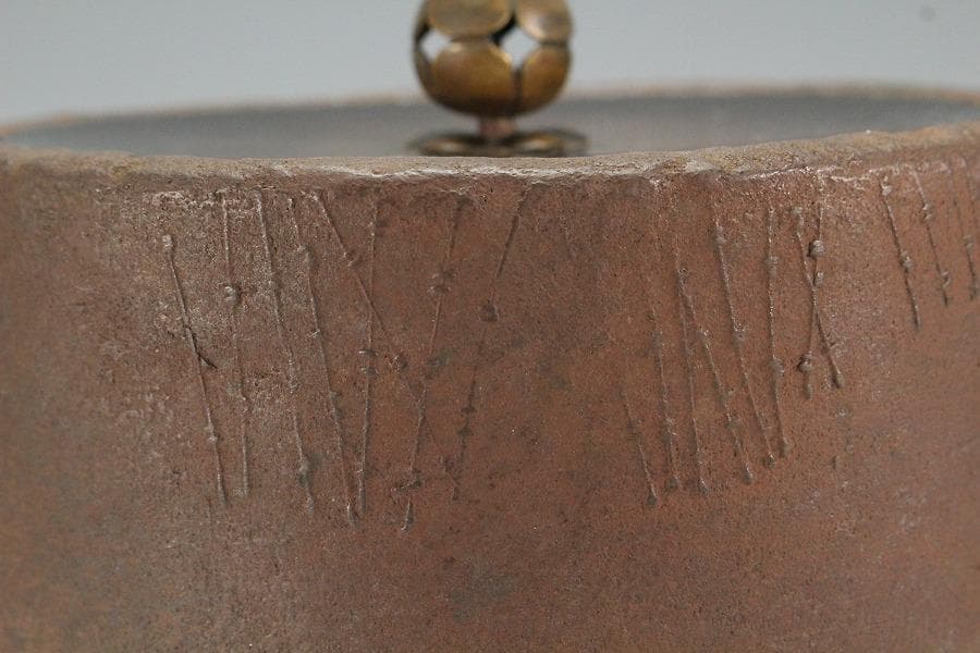 茶道具 竹林七賢人紋 筒釜 時代物(K-A653)