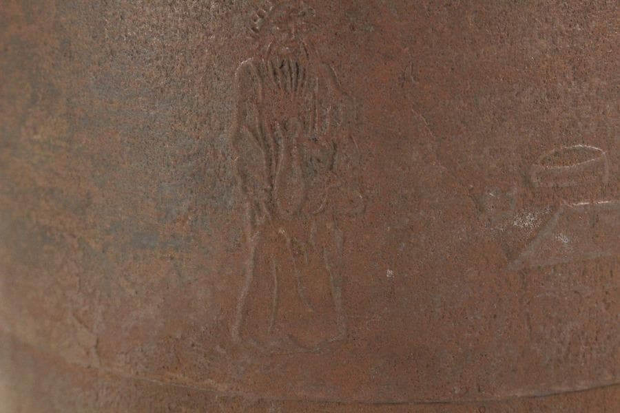 茶道具 竹林七賢人紋 筒釜 時代物(K-A653)