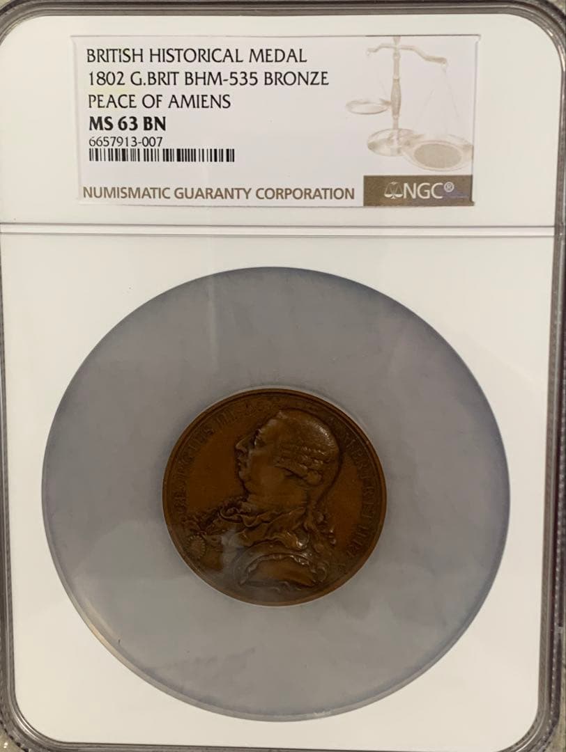 ジョージ3世 ヒストリカルメダル　1802年 アミアンの平和